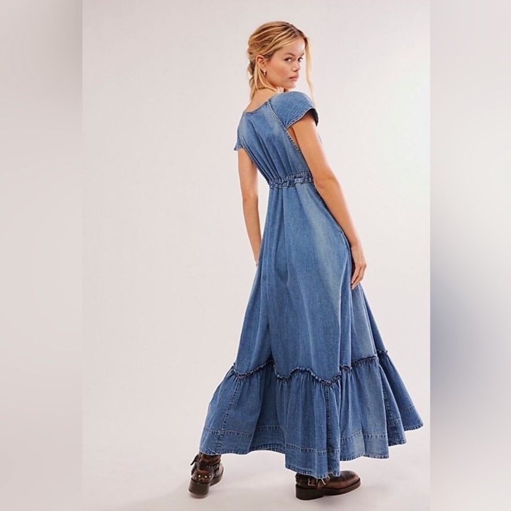New Free People Roucha Maxi Denim Dress - Picture 3 of 11